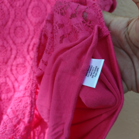 Pink Croft&Barrow Short Sleeves Blouse Medium Size Round Neck with Lace Front - Picture 8 of 13